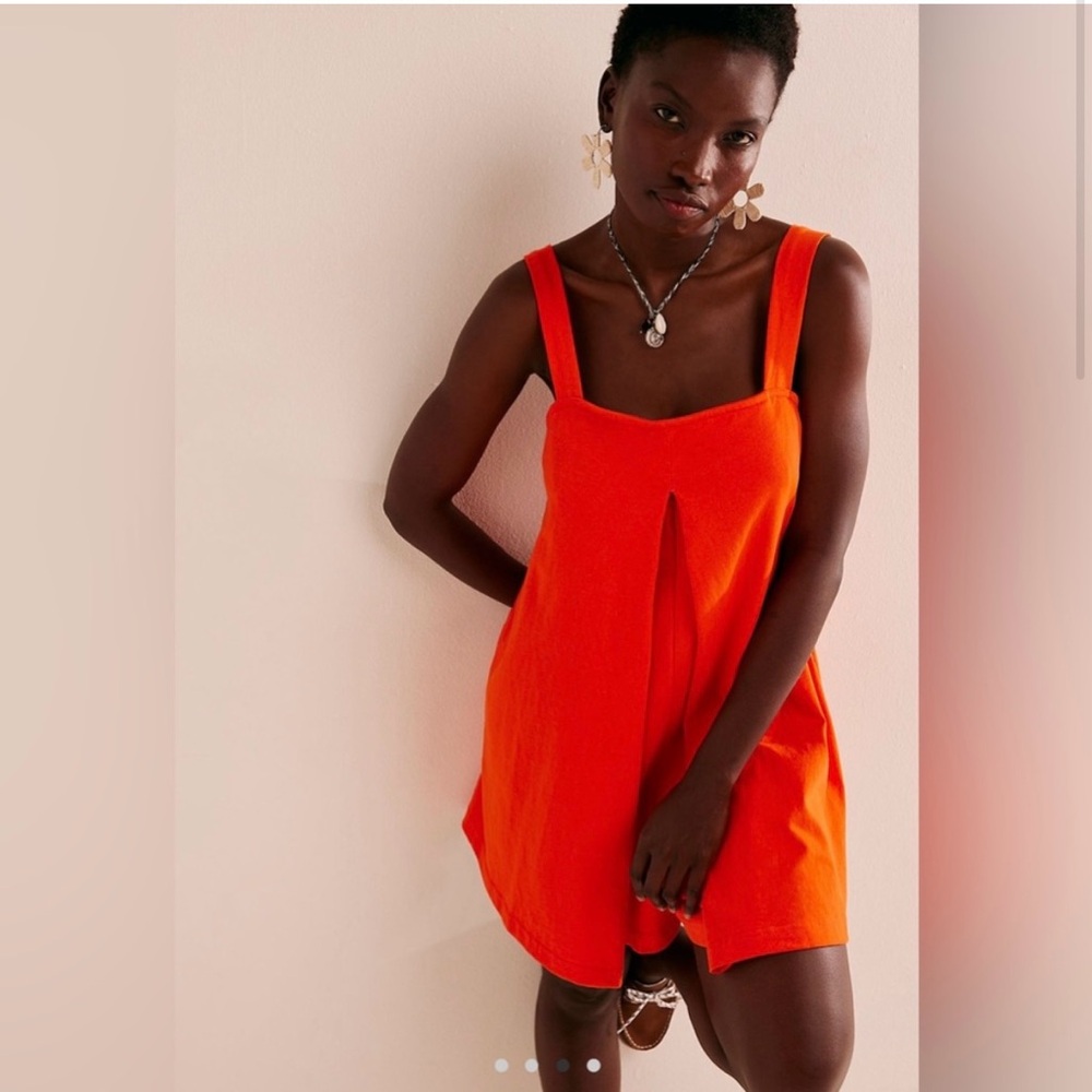 Free People Nichola Romper in Tangerine Tango Size S. NWT